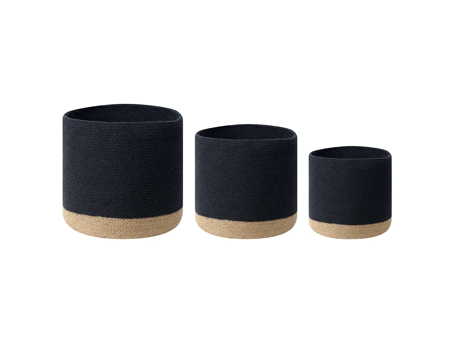Aufbewahrungskorb 3er Set BASIMA Baumwolle Schwarz