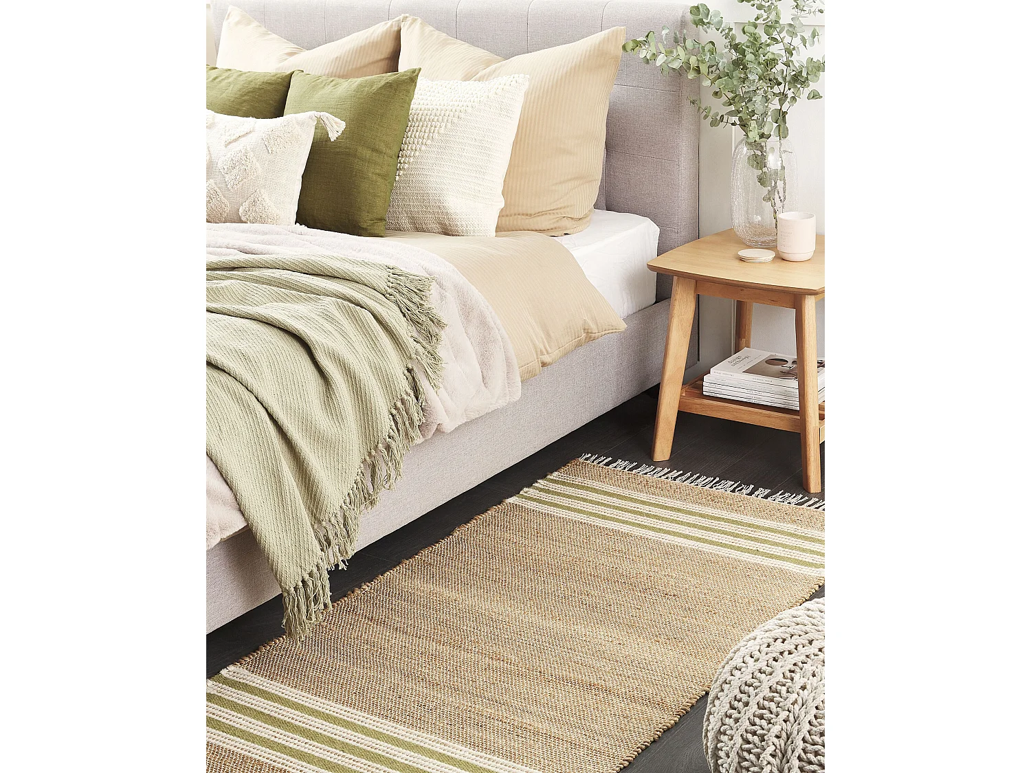 Tapis MIRZA Vert olive 80 x 150 cm Jute