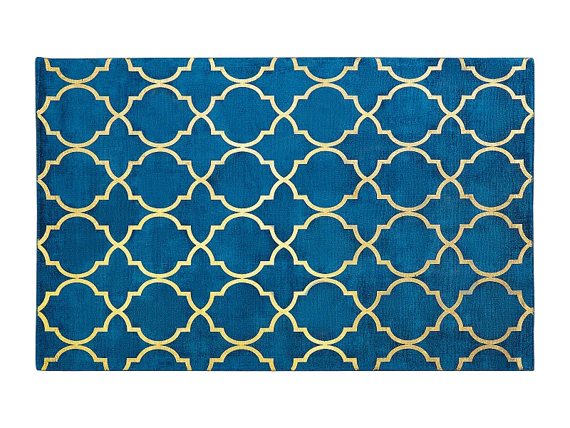 Alfombra de viscosa azul marino/dorado 140 x 200 cm YELKI