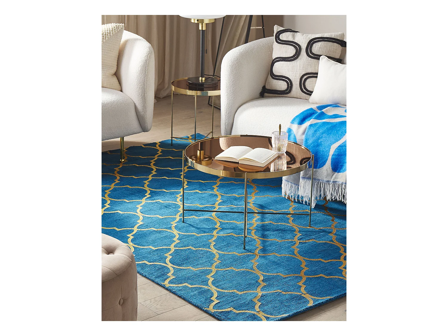 Tapis YELKI Bleu 140 x 200 cm Soie artificielle