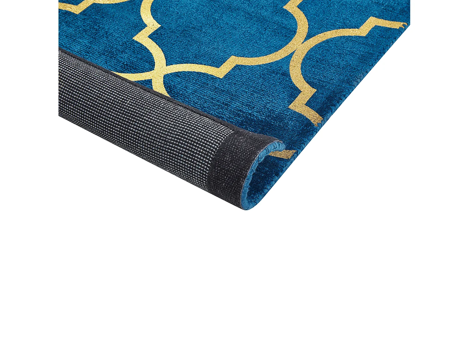 Vloerkleed viscose marineblauw/goud 140 x 200 cm YELKI