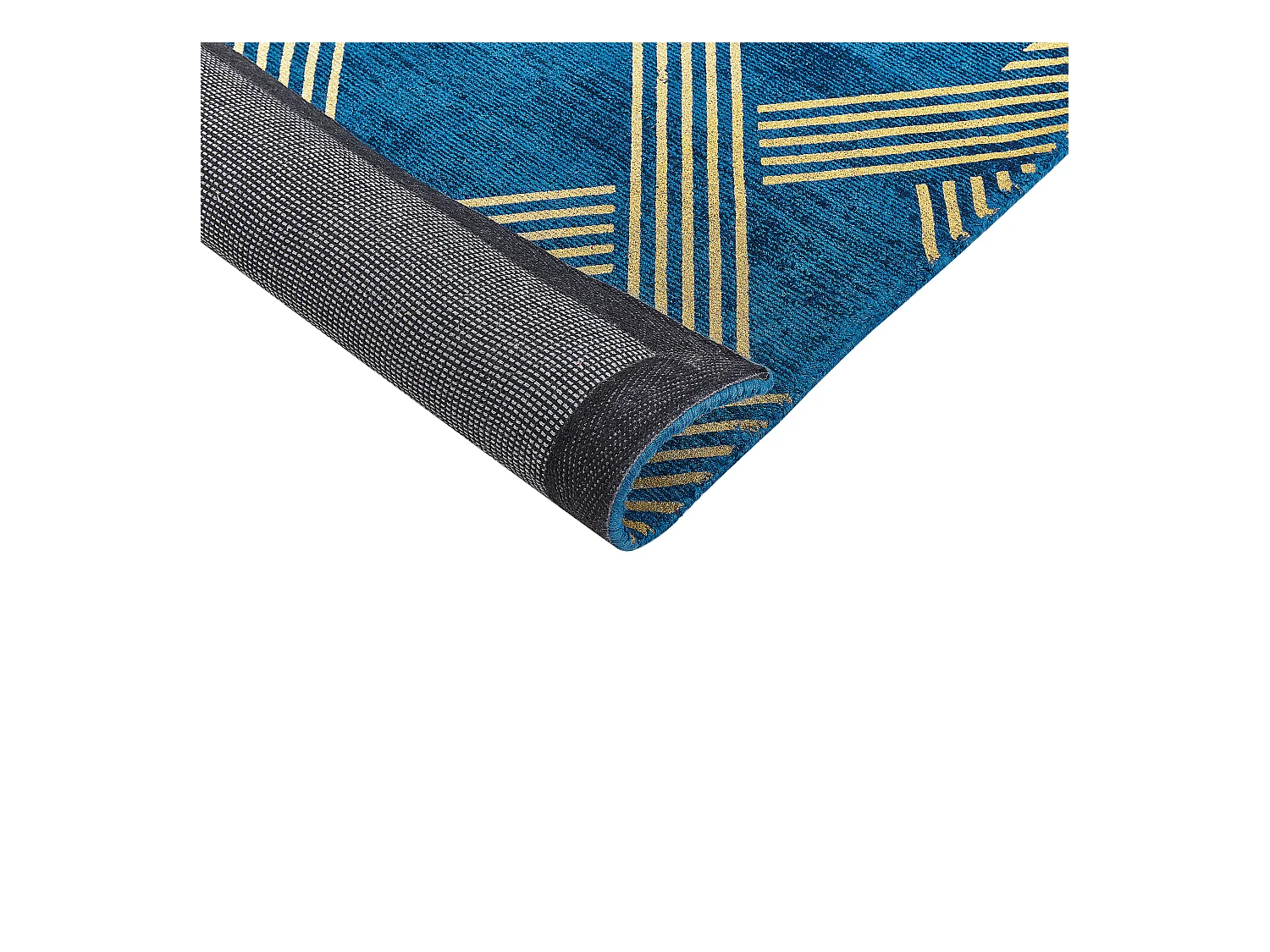 Alfombra de viscosa azul marino/dorado 140 x 200 cm VEKSE