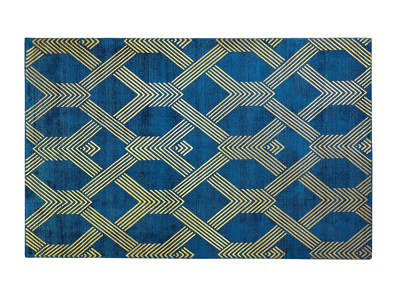 Moderner Teppich Marineblau mit Gold Muster Kurzflor Rechteckig 140x200cm Vekse
