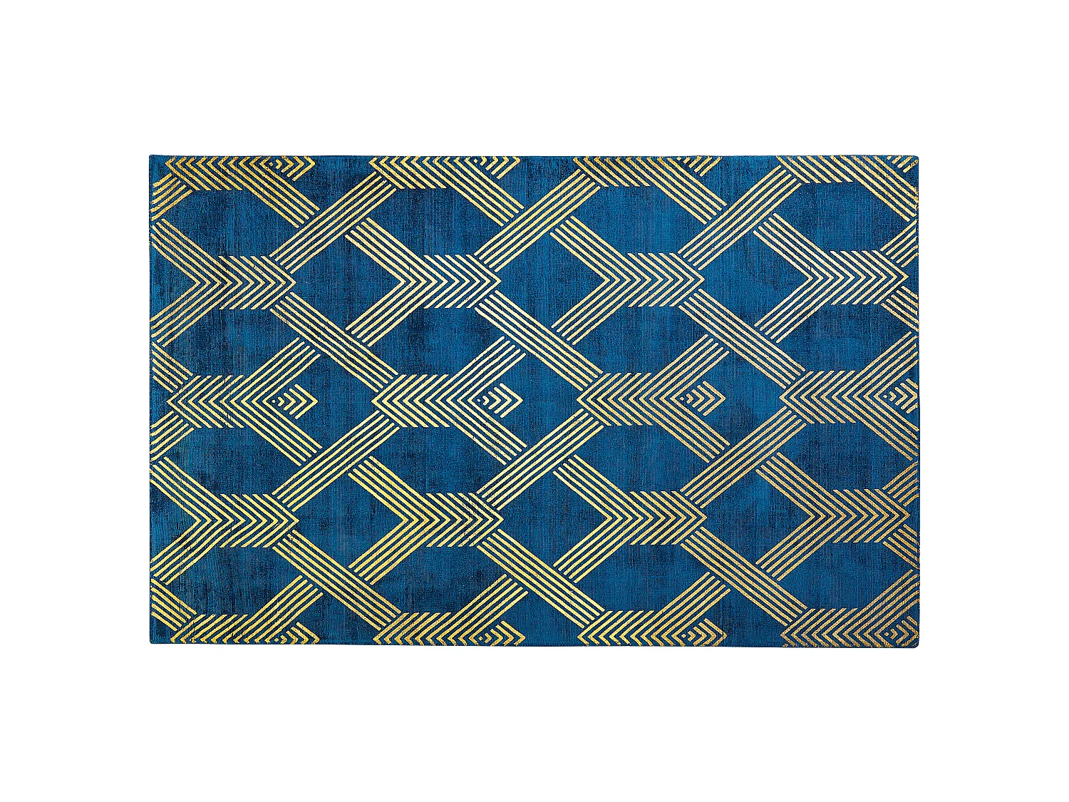 Teppich marineblau / gold 140 x 200 cm geometrisches Muster Kurzflor VEKSE