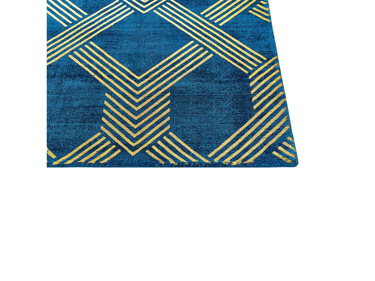 Teppich marineblau / gold 140 x 200 cm geometrisches Muster Kurzflor VEKSE