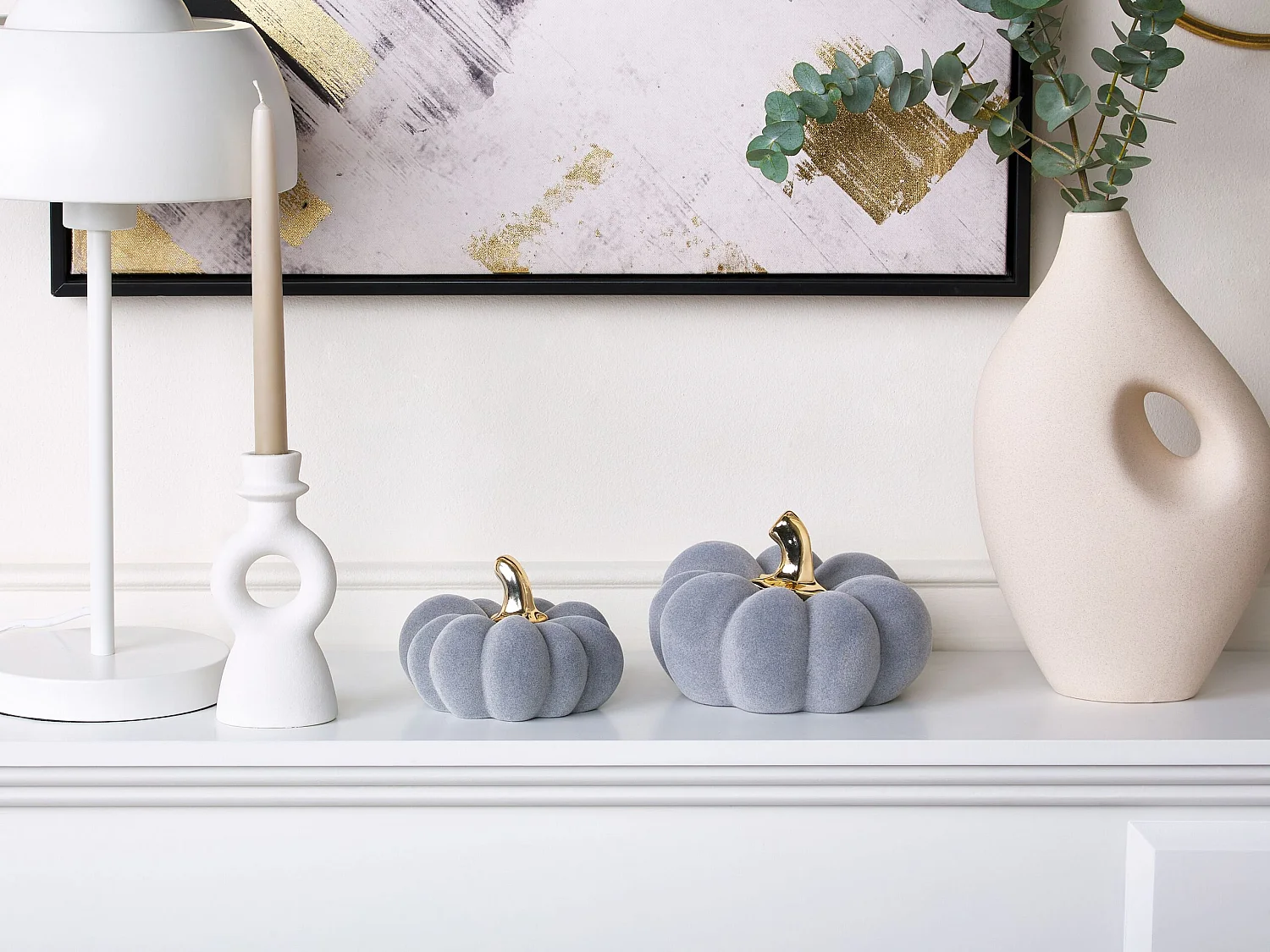 Set van 2 figuren KATERINIS Fluweel Grijs