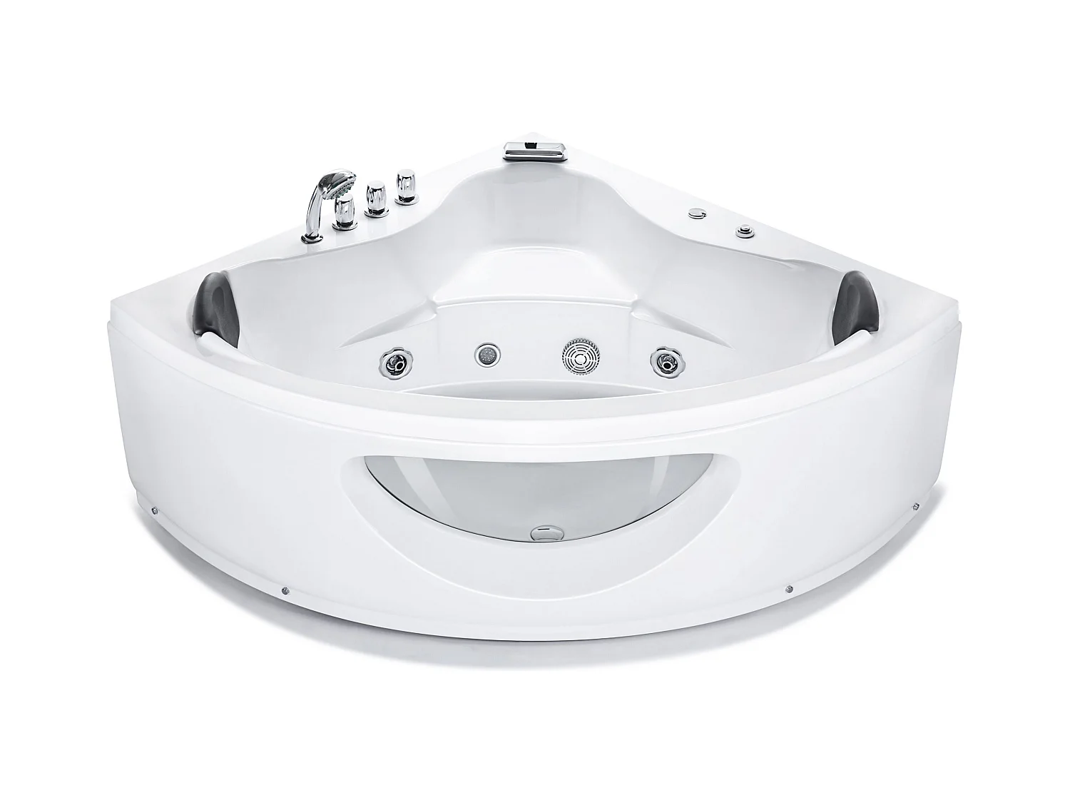 Baignoire d'angle à remous avec LED TOCOA 205 x 146 cm Blanc