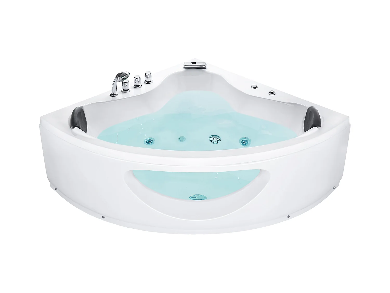 Baignoire d'angle à remous avec LED TOCOA 205 x 146 cm Blanc