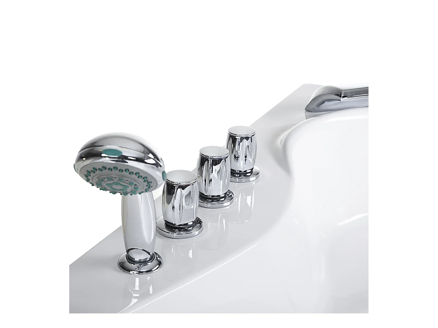 Baignoire d'angle à remous avec LED TOCOA 205 x 146 cm Blanc