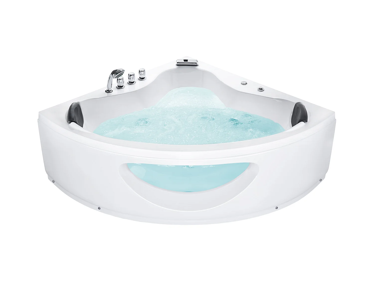 Baignoire d'angle à remous avec LED TOCOA 205 x 146 cm Blanc