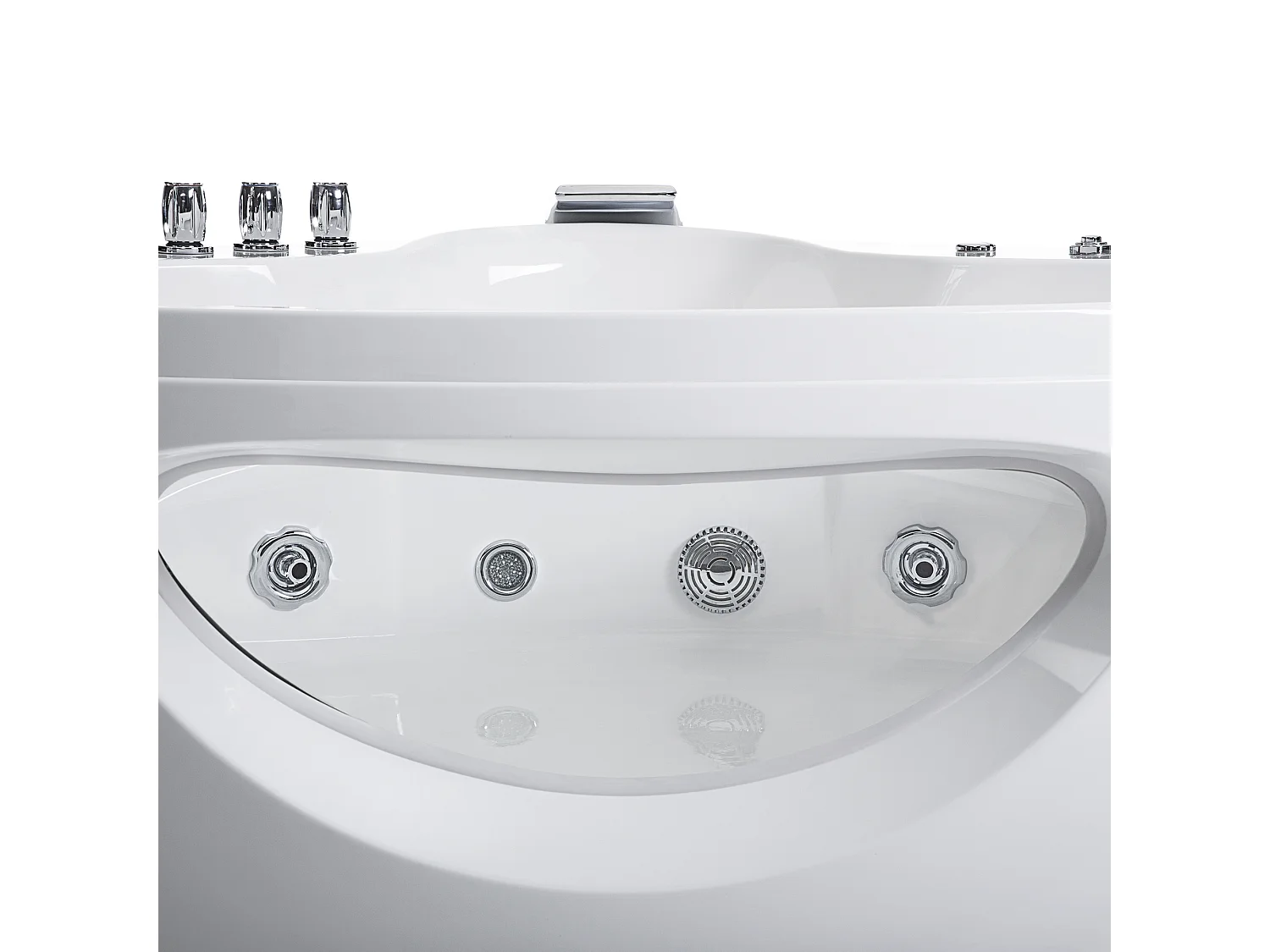 Baignoire d'angle à remous avec LED TOCOA 205 x 146 cm Blanc