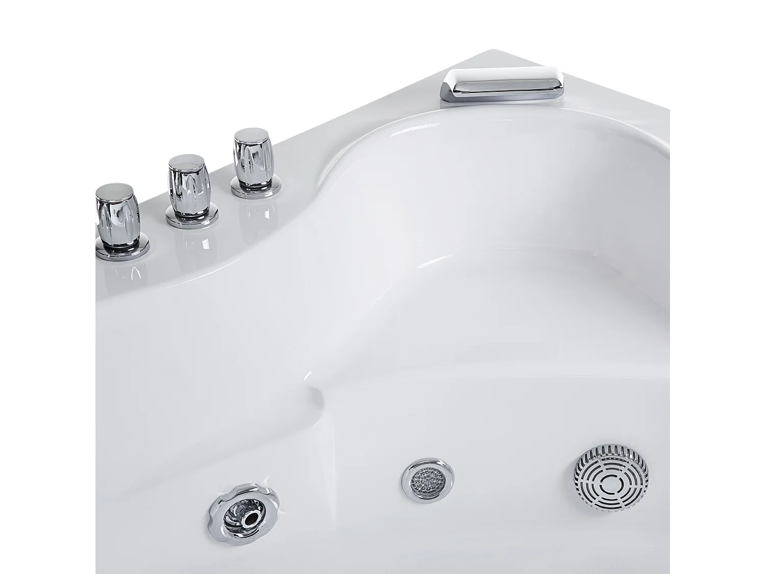 Baignoire d'angle à remous avec LED TOCOA 205 x 146 cm Blanc