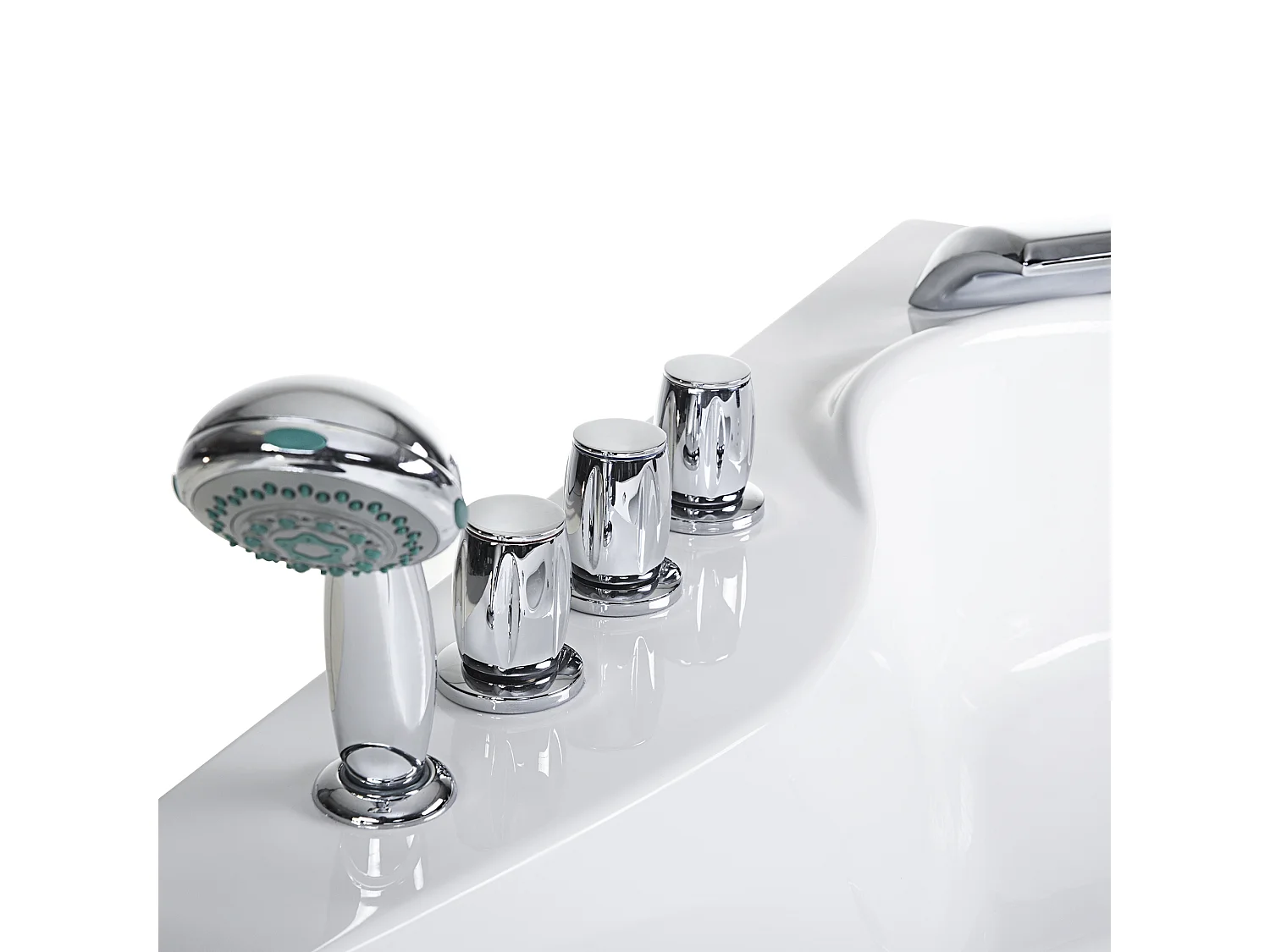 Baignoire d'angle à remous avec LED TOCOA 205 x 146 cm Blanc