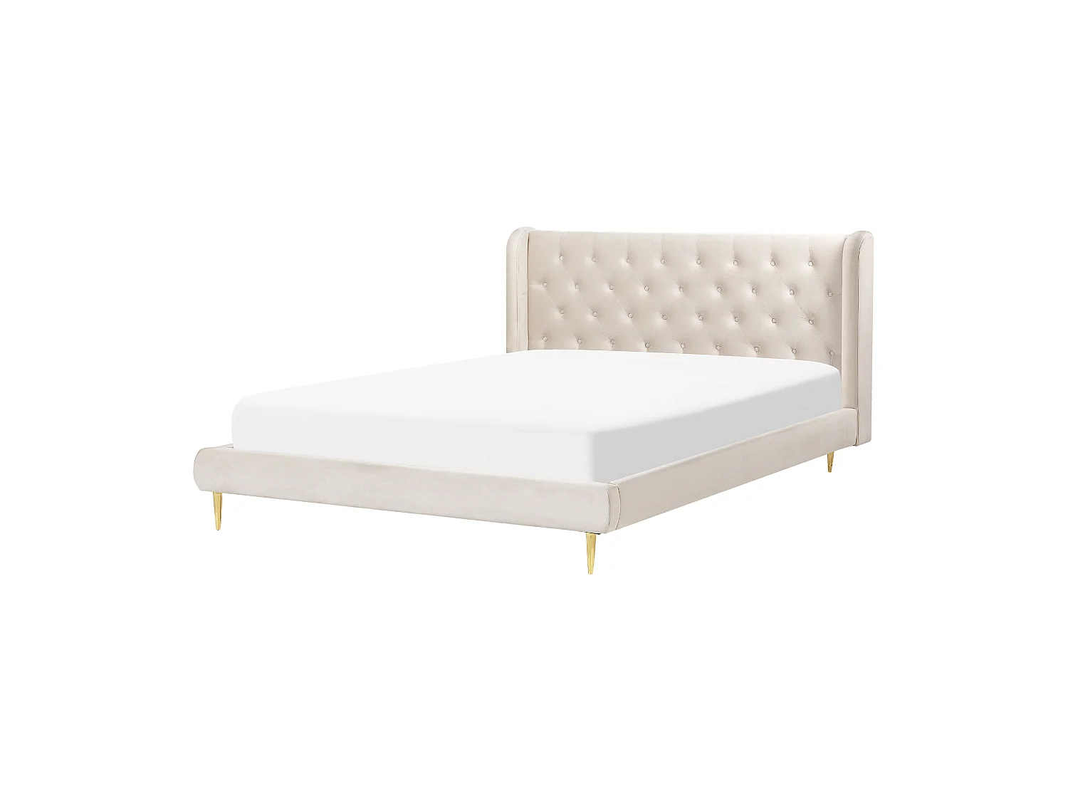 Lit avec sommier Velours FORBACH 160 x 200 cm Beige