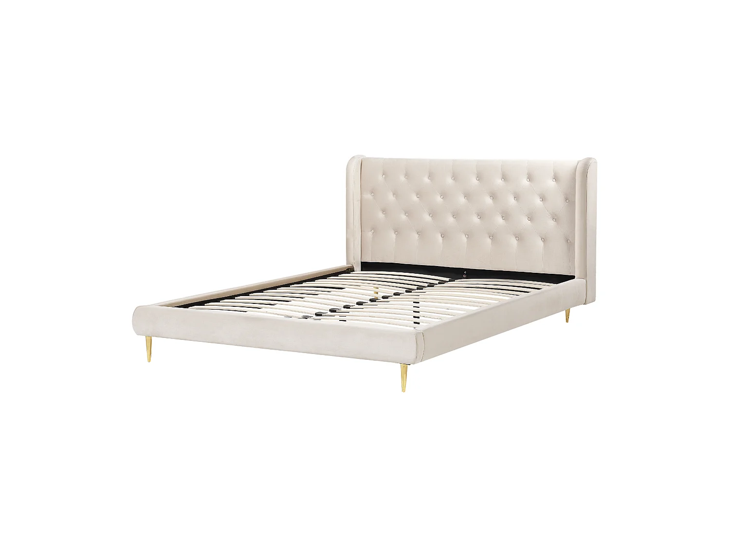 Lit avec sommier Velours FORBACH 160 x 200 cm Beige