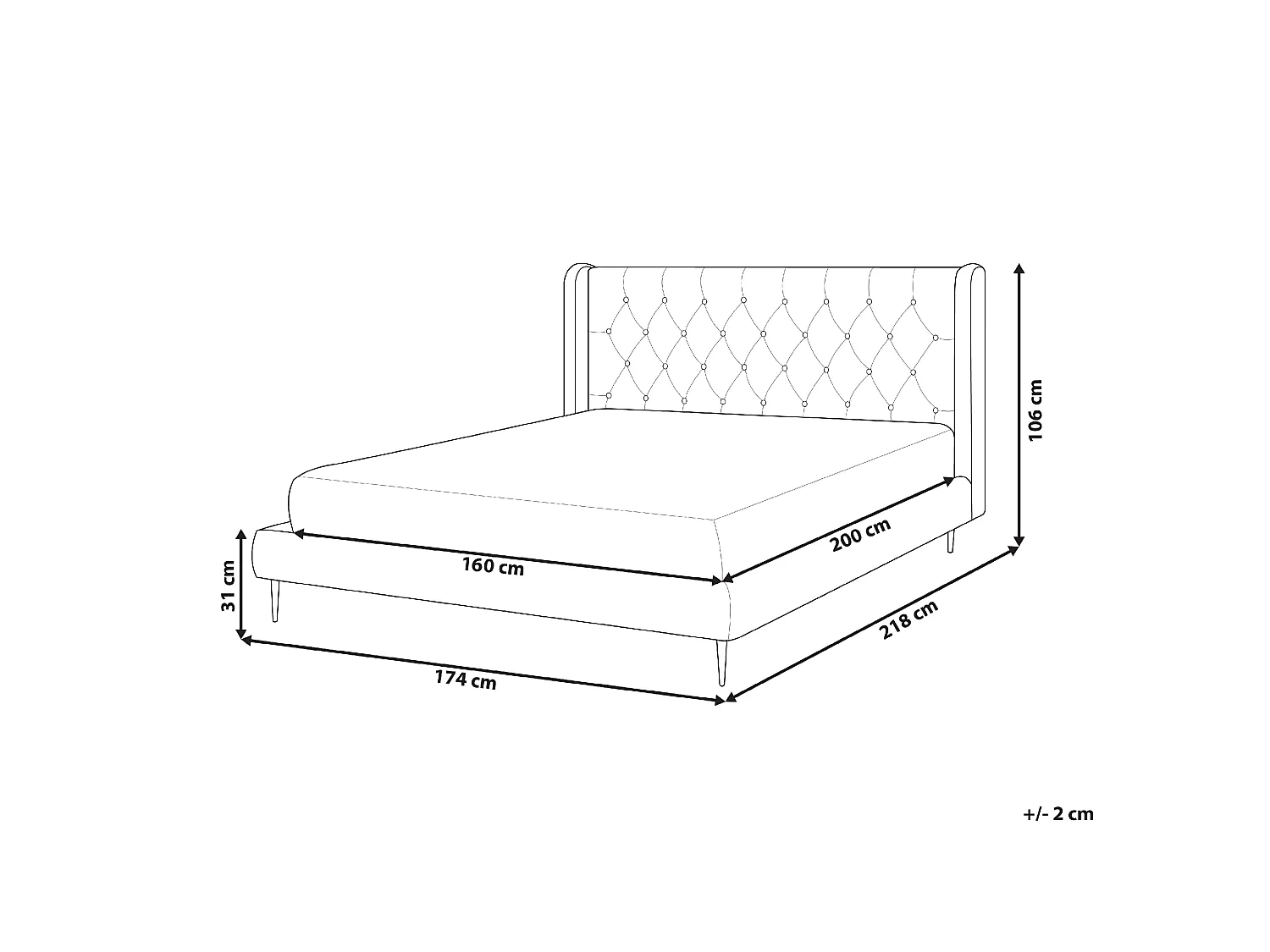 Lit avec sommier Velours FORBACH 160 x 200 cm Beige