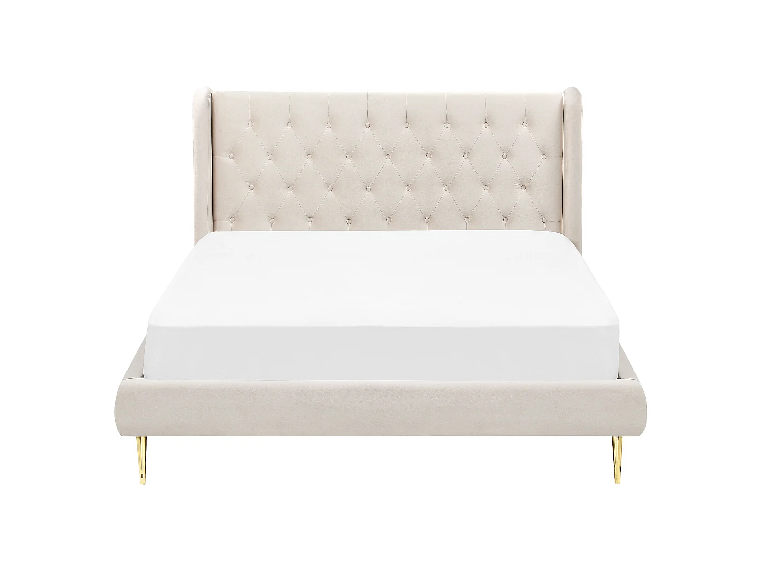 Lit avec sommier Velours FORBACH 160 x 200 cm Beige