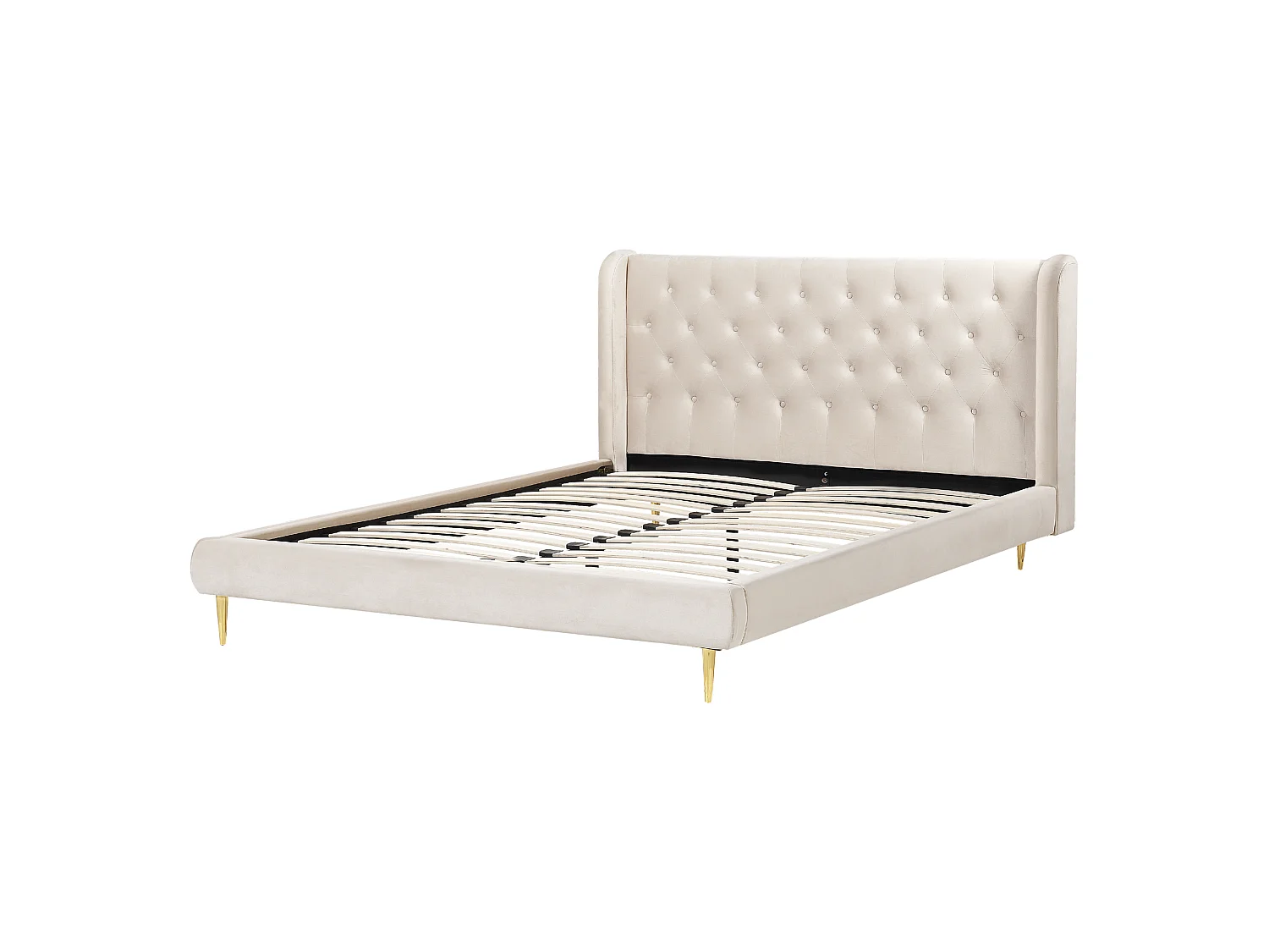 Lit avec sommier Velours FORBACH 160 x 200 cm Beige