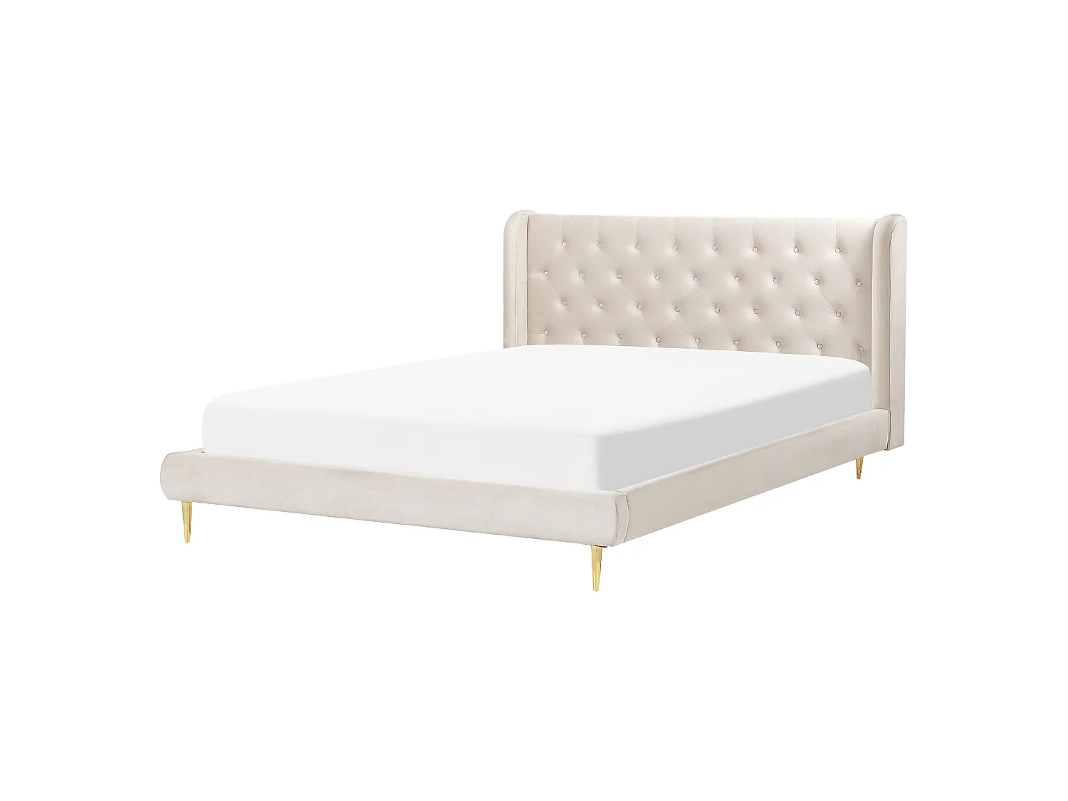 Lit avec sommier Velours FORBACH 160 x 200 cm Beige