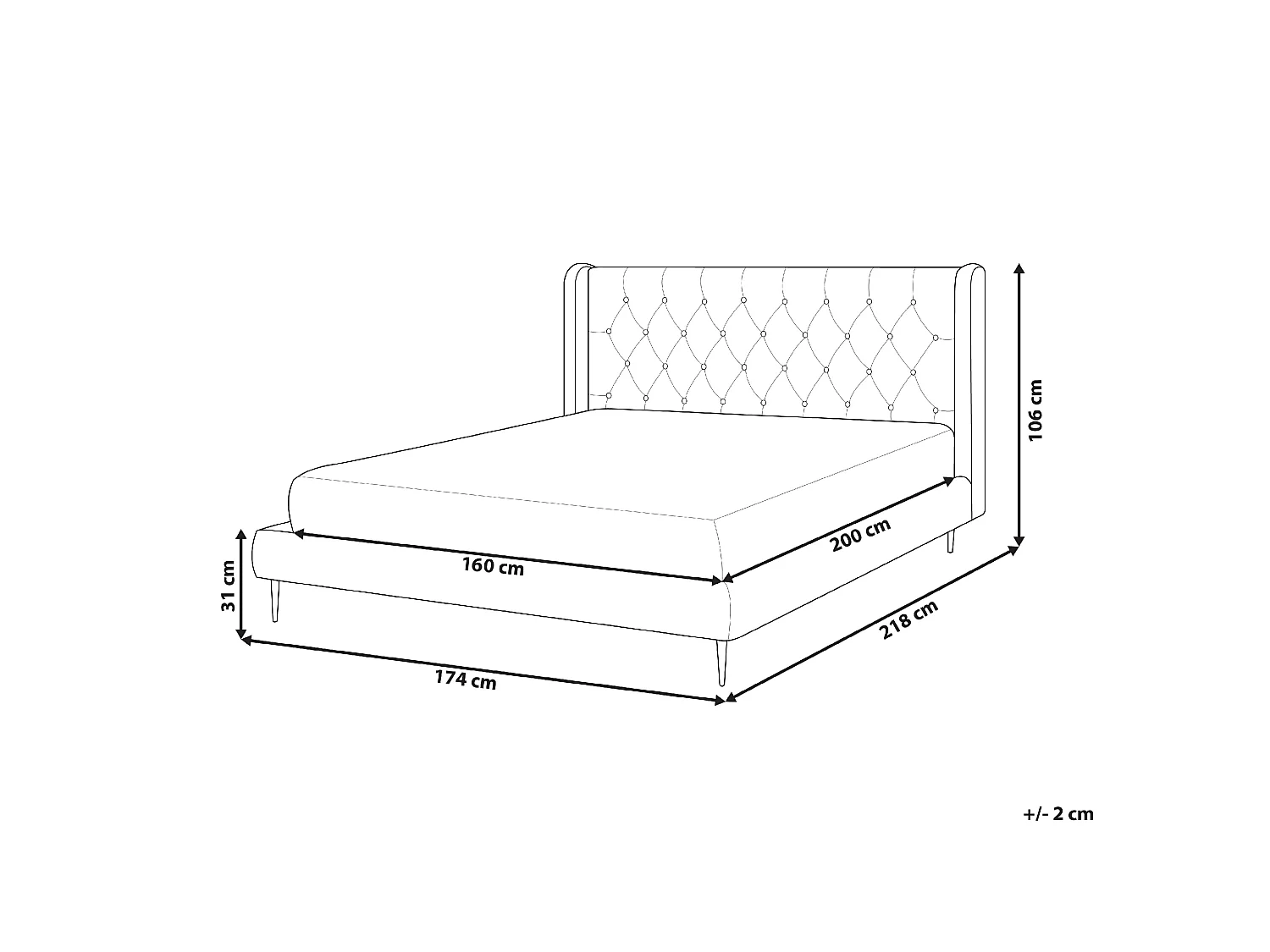 Lit avec sommier Velours FORBACH 160 x 200 cm Beige