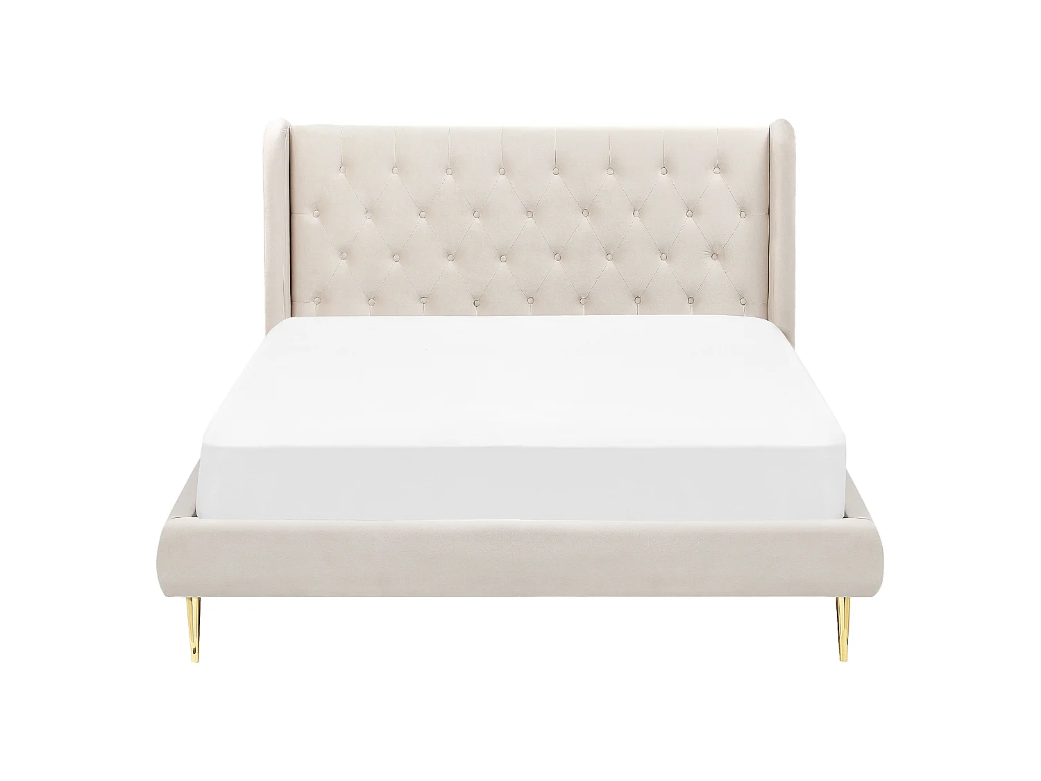 Lit avec sommier Velours FORBACH 160 x 200 cm Beige