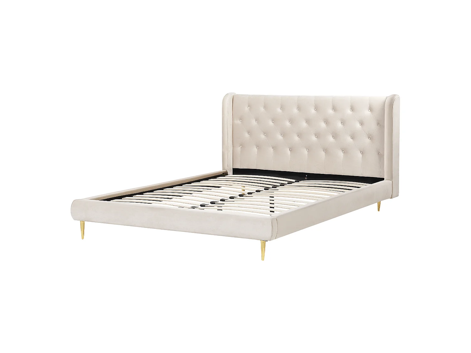 Lit avec sommier Velours FORBACH 160 x 200 cm Beige