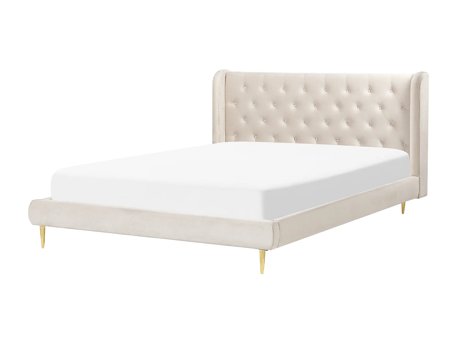 Lit avec sommier Velours FORBACH 160 x 200 cm Beige