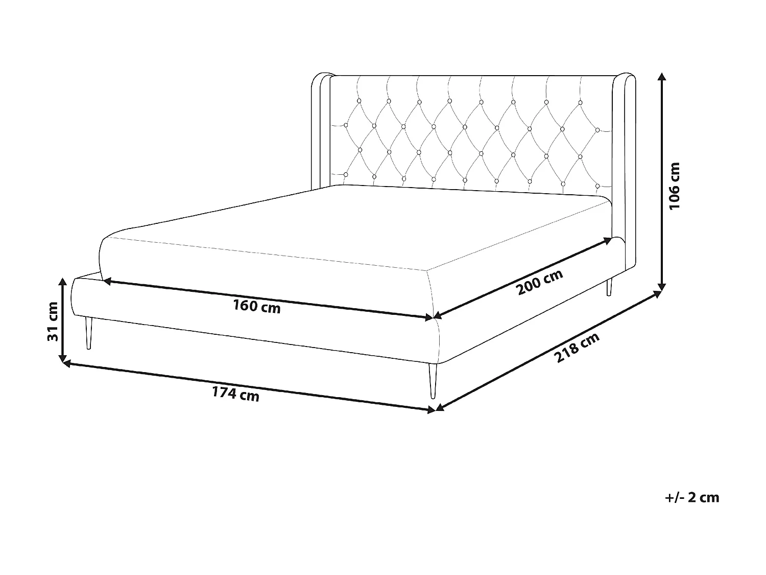 Lit avec sommier Velours FORBACH 160 x 200 cm Beige
