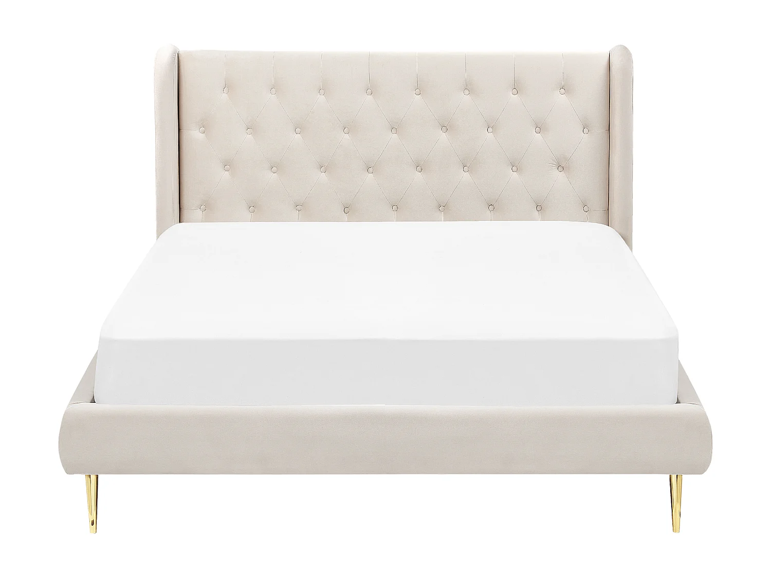 Lit avec sommier Velours FORBACH 160 x 200 cm Beige