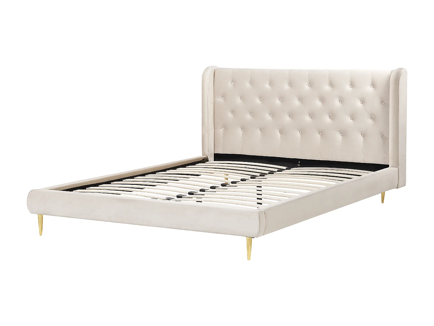 Lit avec sommier Velours FORBACH 160 x 200 cm Beige