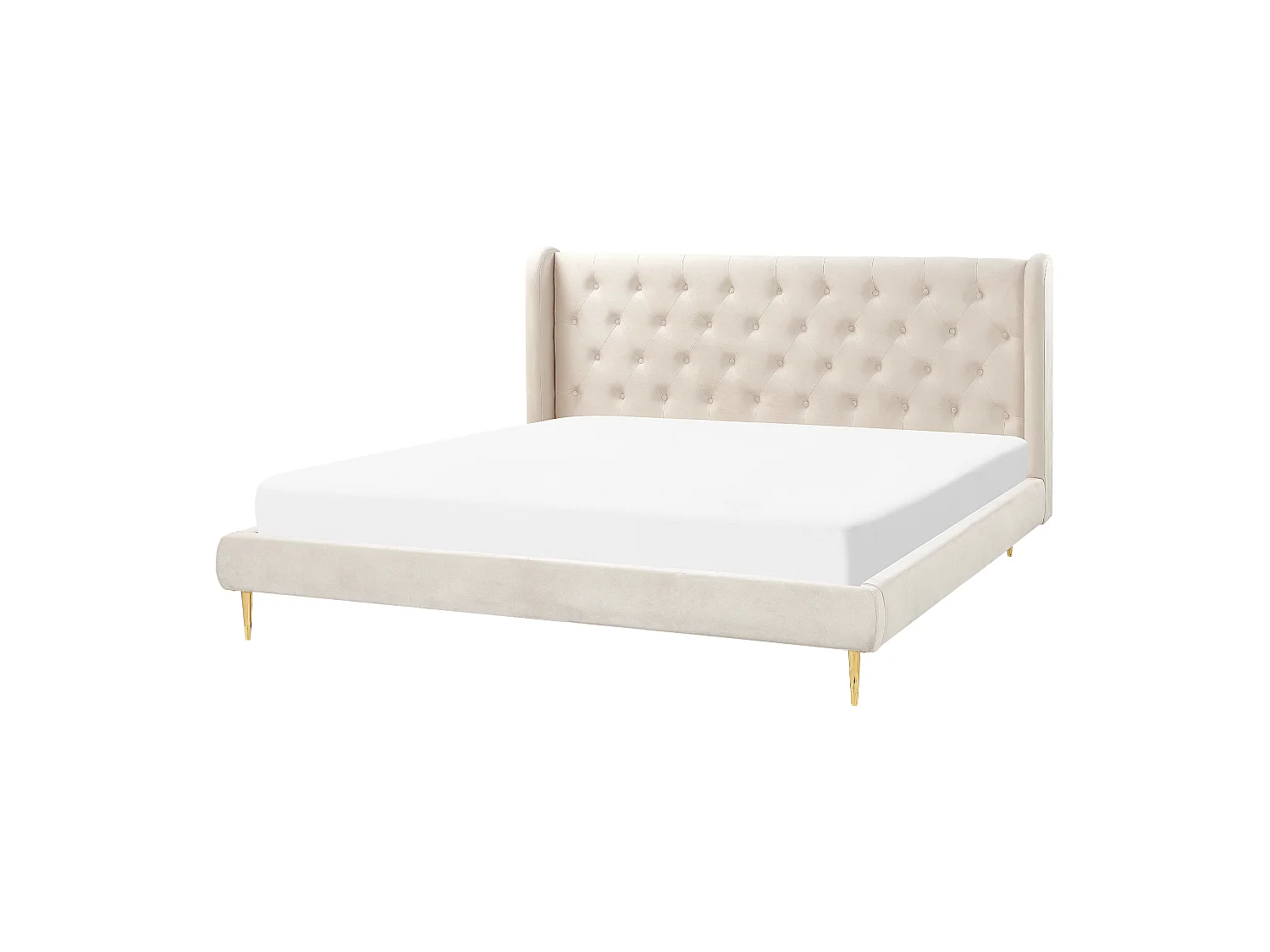 Lit avec sommier Velours FORBACH 180 x 200 cm Beige