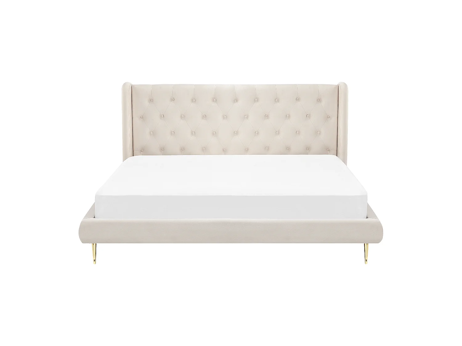 Lit avec sommier Velours FORBACH 180 x 200 cm Beige