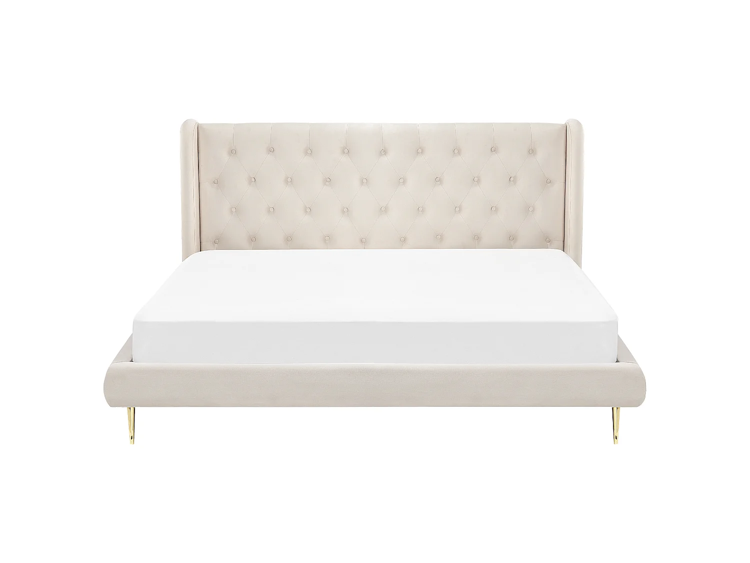 Lit avec sommier Velours FORBACH 180 x 200 cm Beige