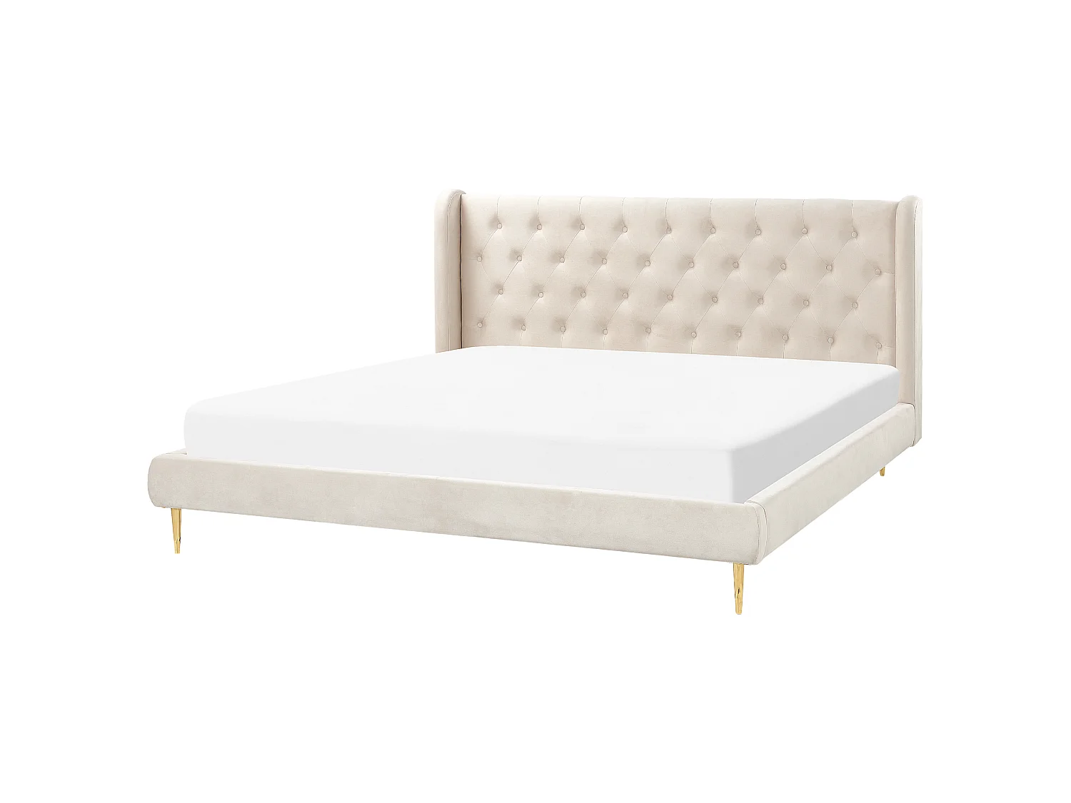 Bed Fluweel FORBACH 180 x 200 cm Beige