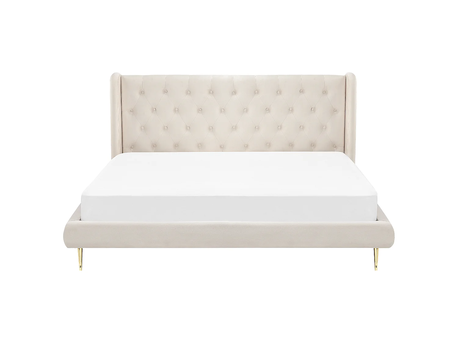 Bed Fluweel FORBACH 180 x 200 cm Beige