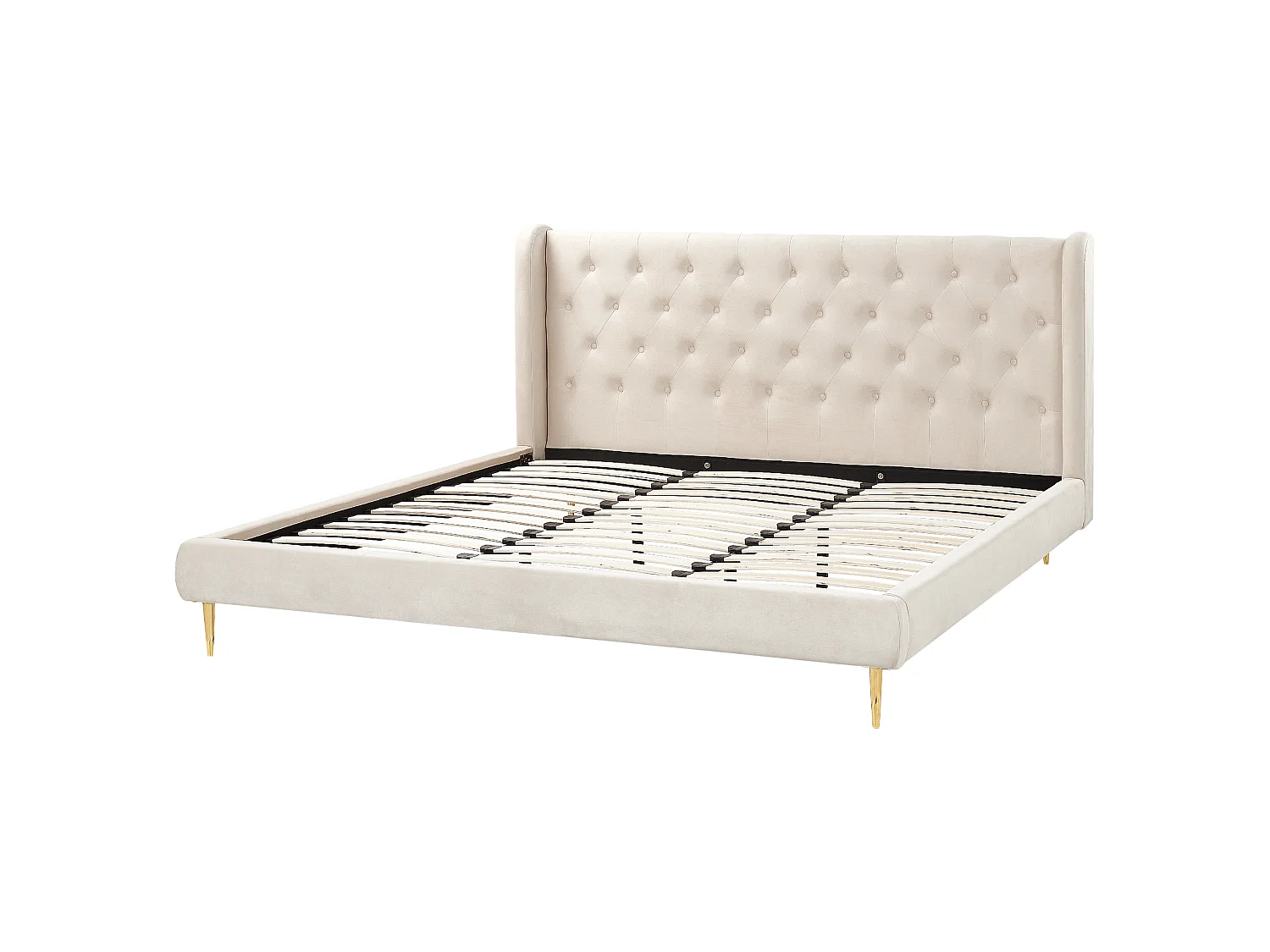 Bed Fluweel FORBACH 180 x 200 cm Beige