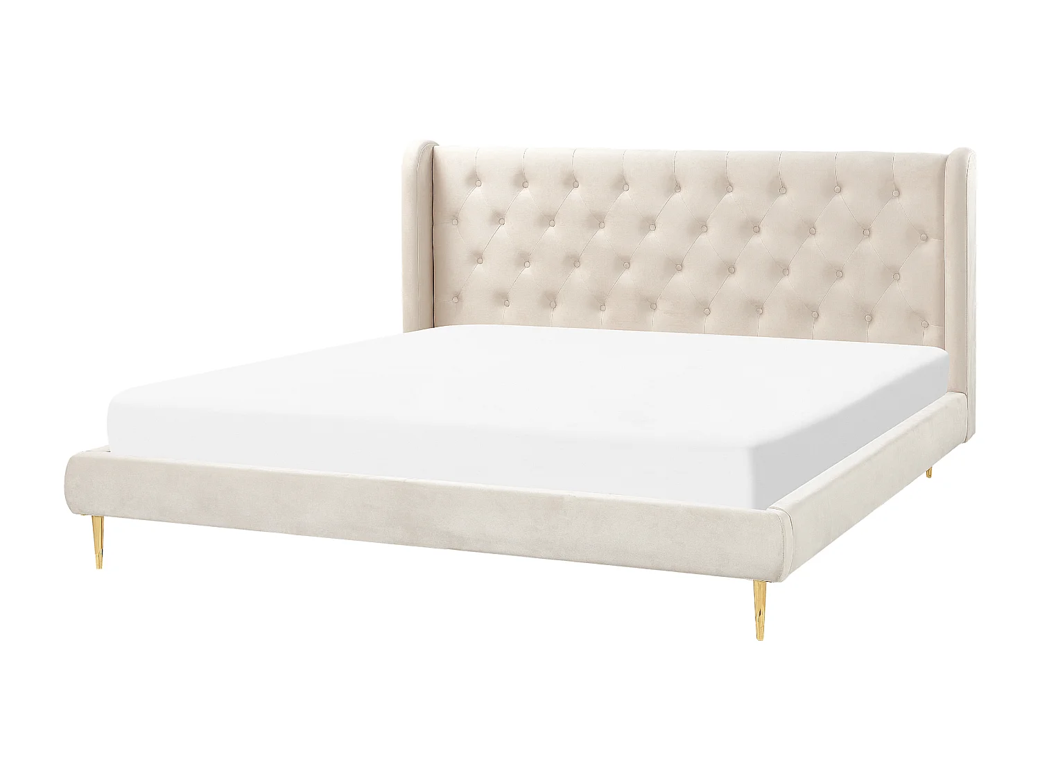 Lit avec sommier Velours FORBACH 180 x 200 cm Beige