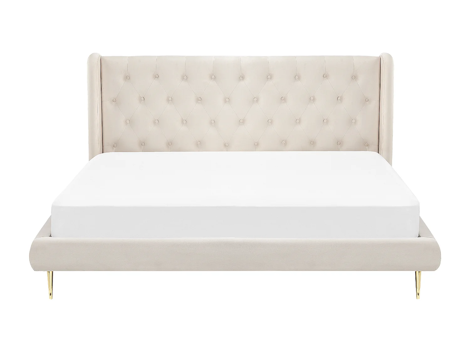 Lit avec sommier Velours FORBACH 180 x 200 cm Beige