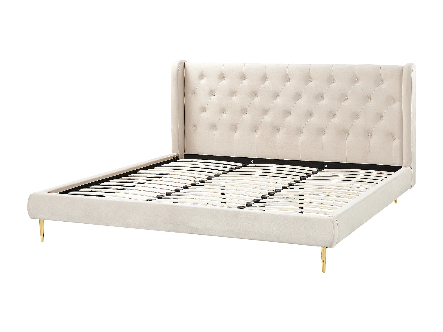 Lit avec sommier Velours FORBACH 180 x 200 cm Beige