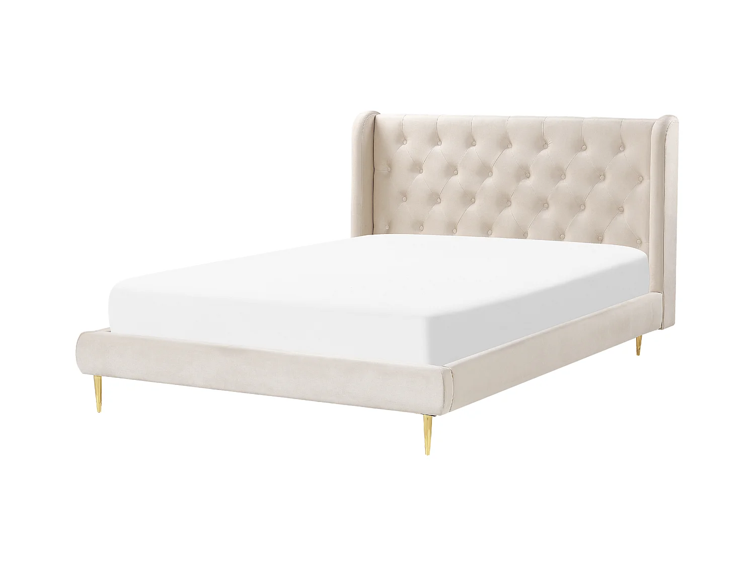 Bed Fluweel FORBACH 140 x 200 cm Beige