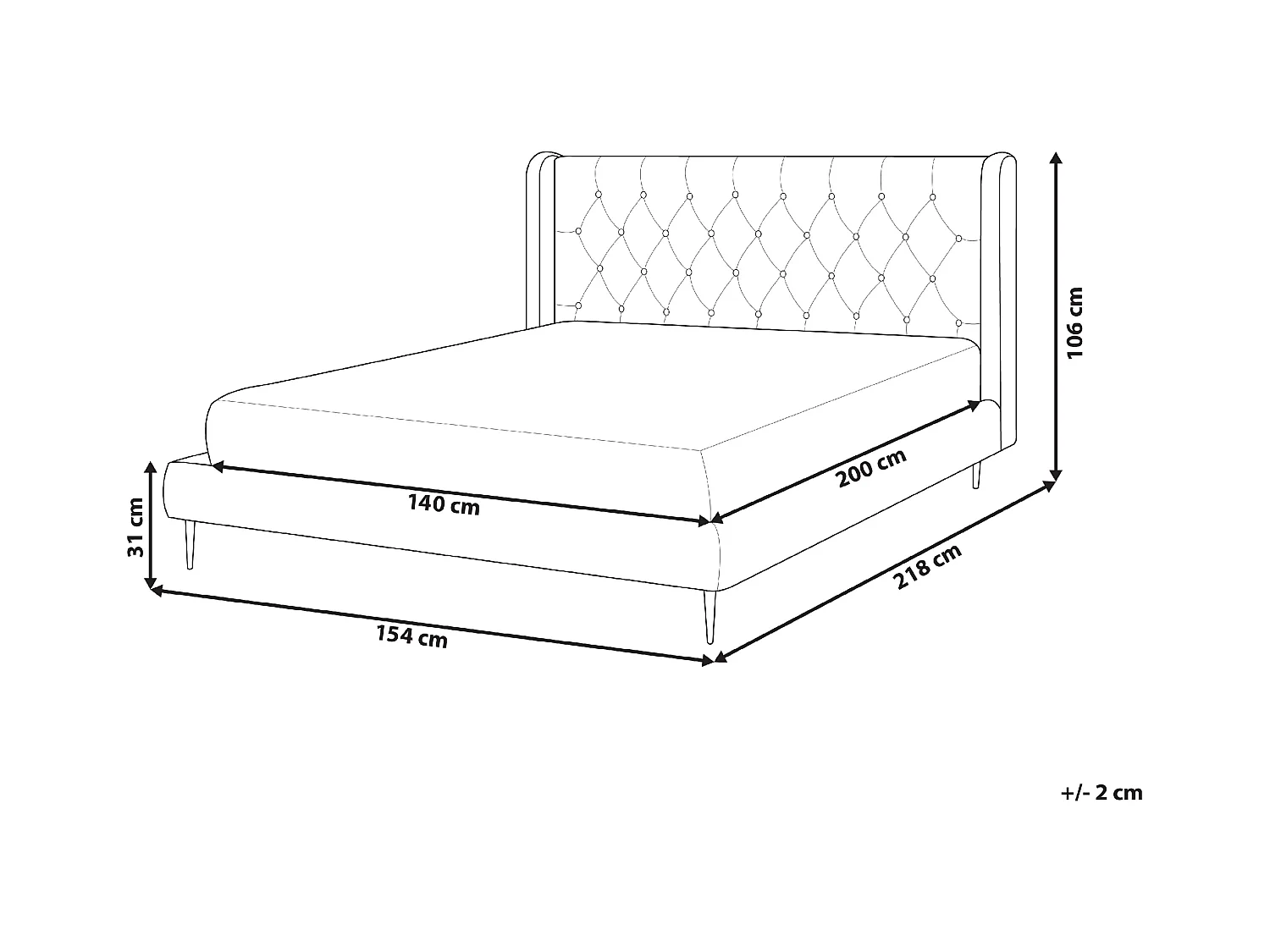 Bed Fluweel FORBACH 140 x 200 cm Beige