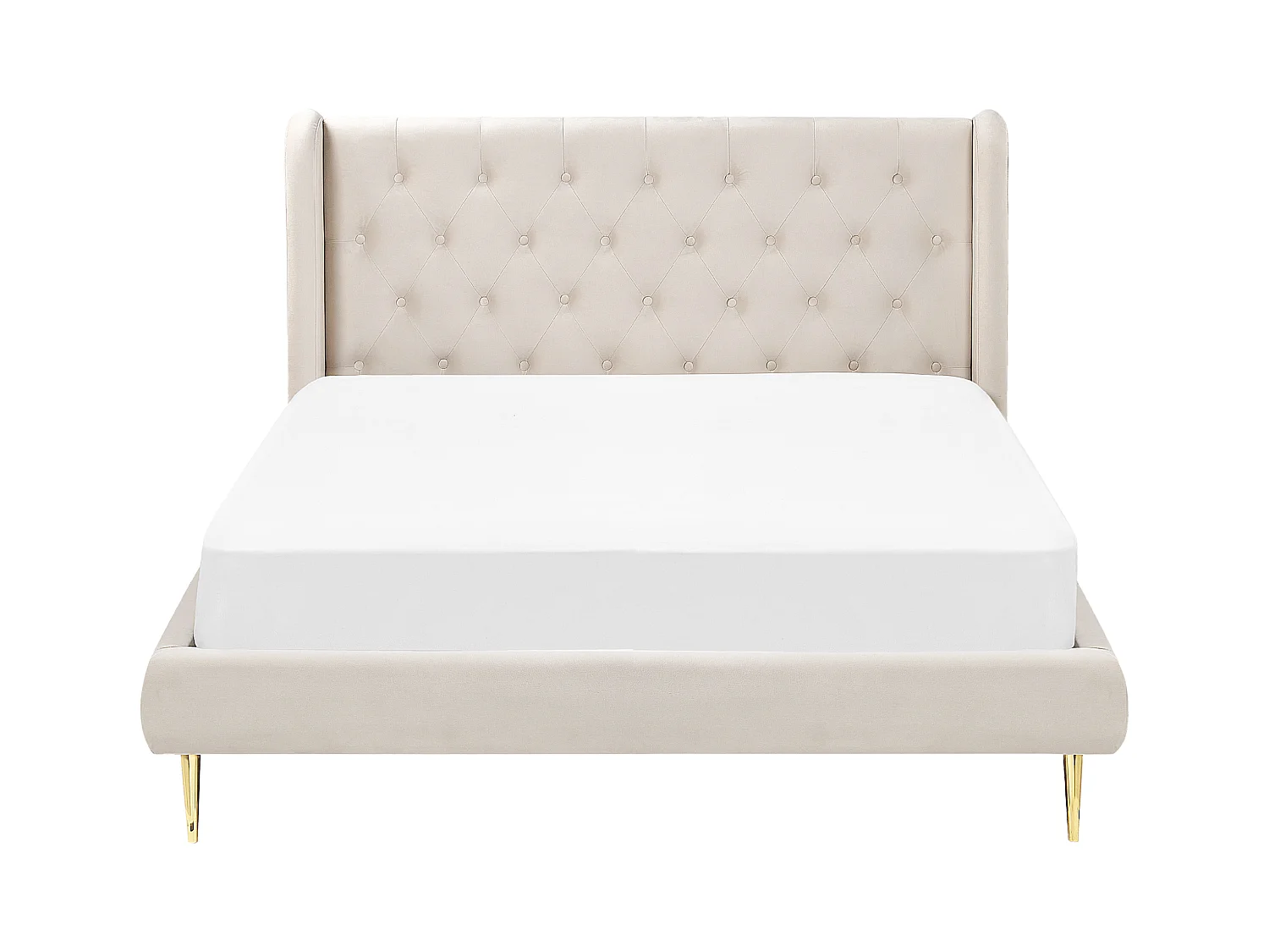 Bed Fluweel FORBACH 140 x 200 cm Beige