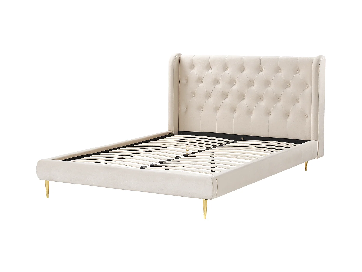 Bed Fluweel FORBACH 140 x 200 cm Beige
