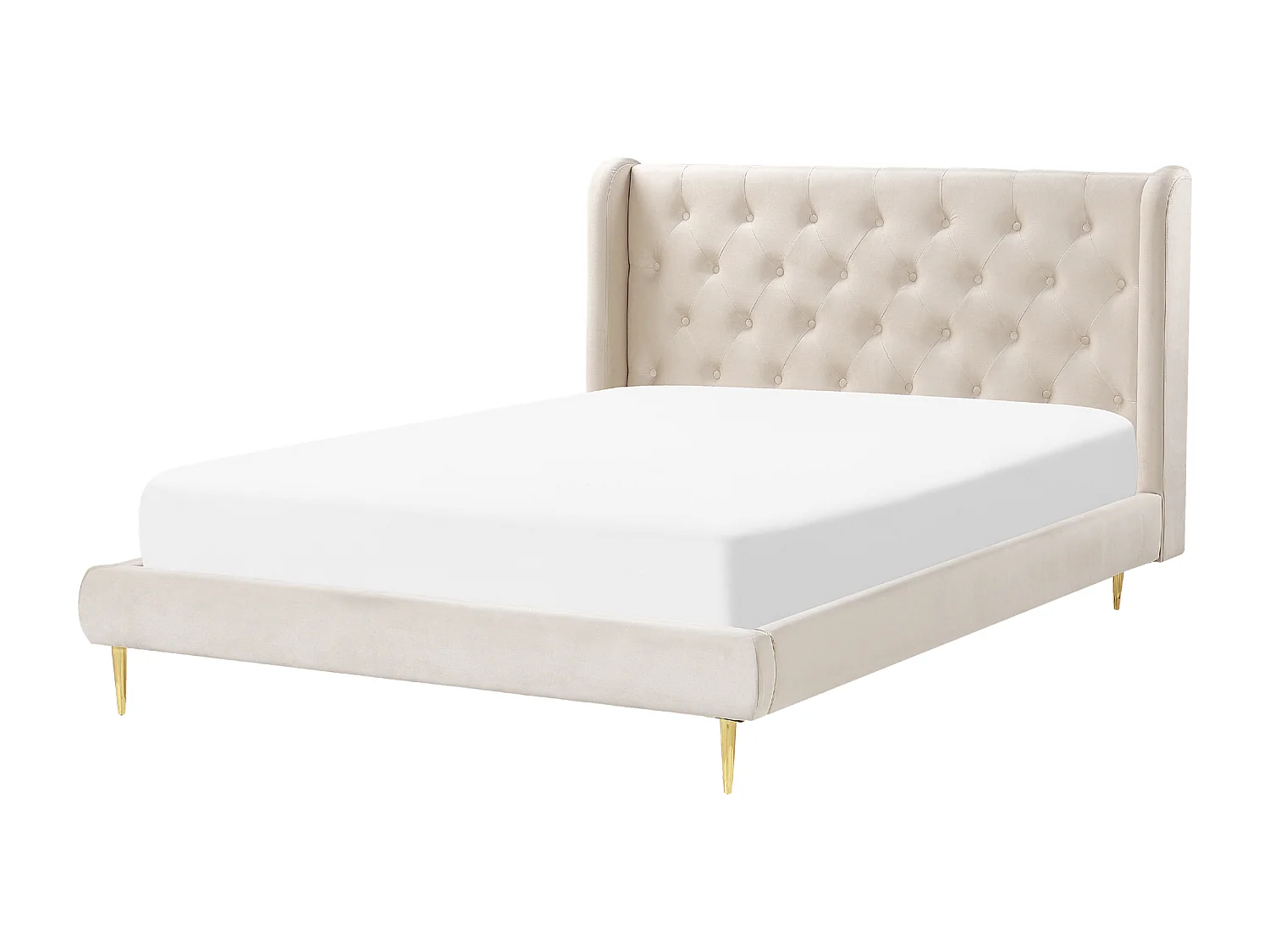 Lit avec sommier Velours FORBACH 140 x 200 cm Beige