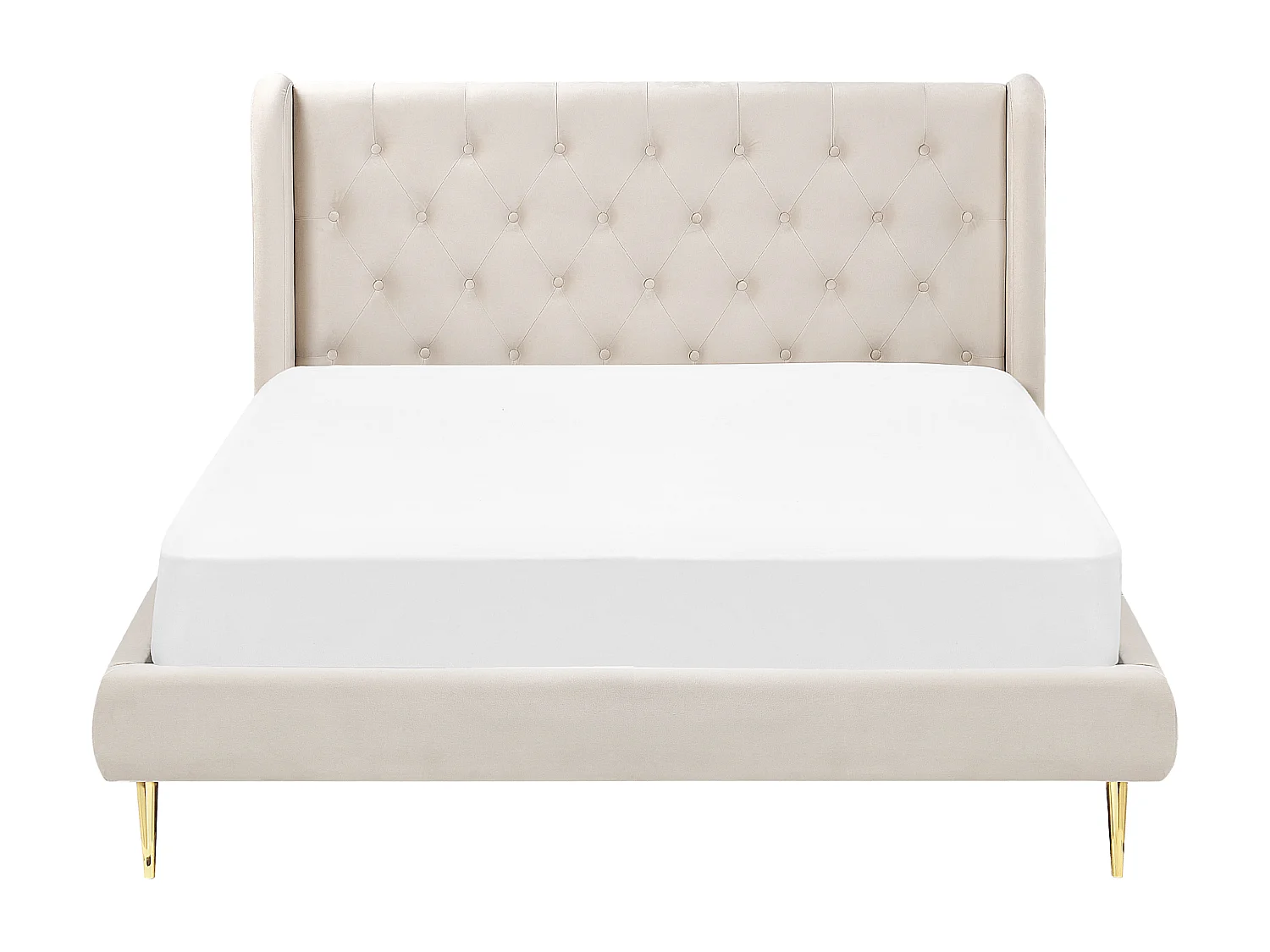 Lit avec sommier Velours FORBACH 140 x 200 cm Beige