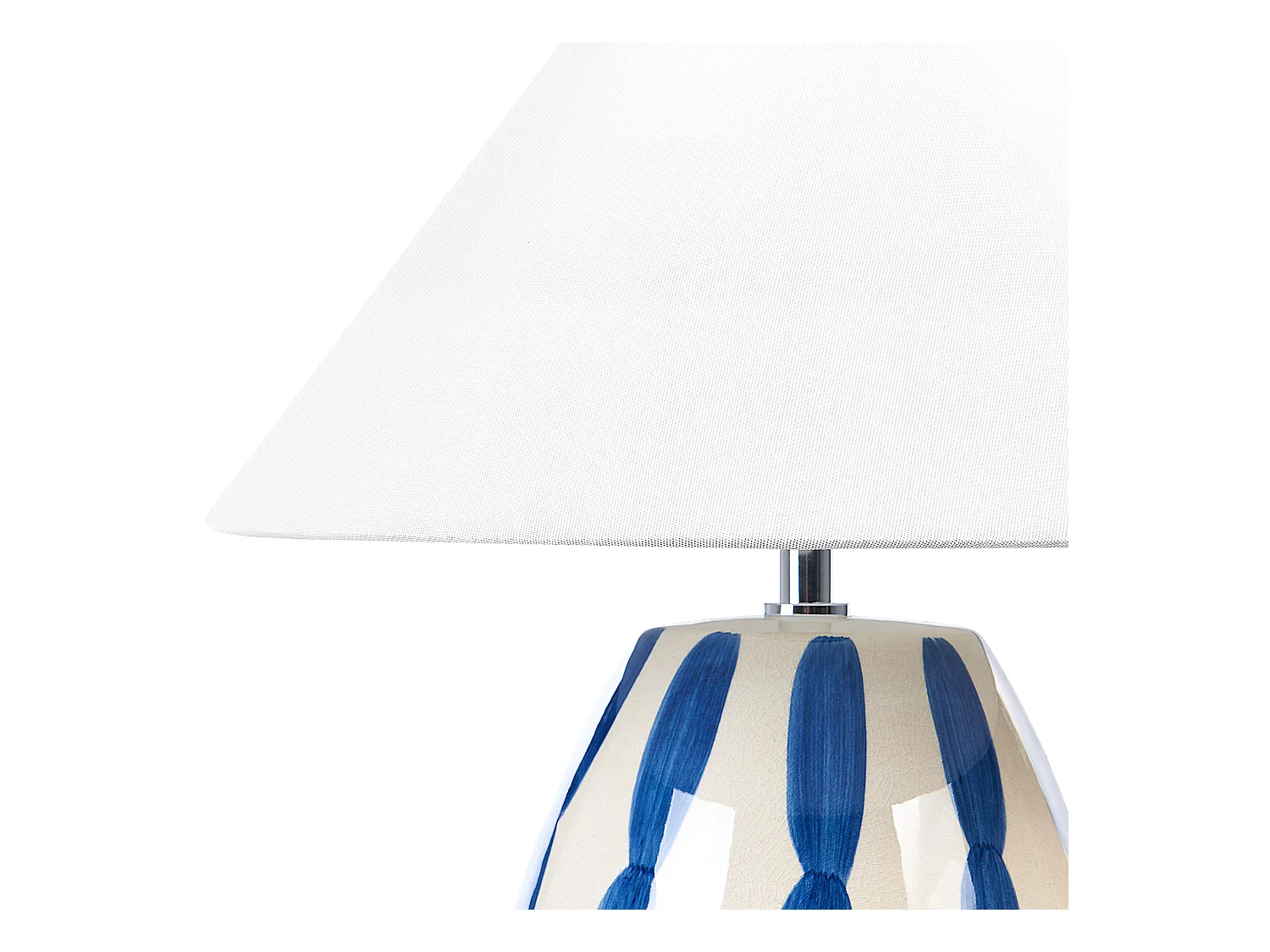 Nachttischlampe aus Keramik Weißer Schirm Handgefertigte Leuchte Beige und Blau Luchetti