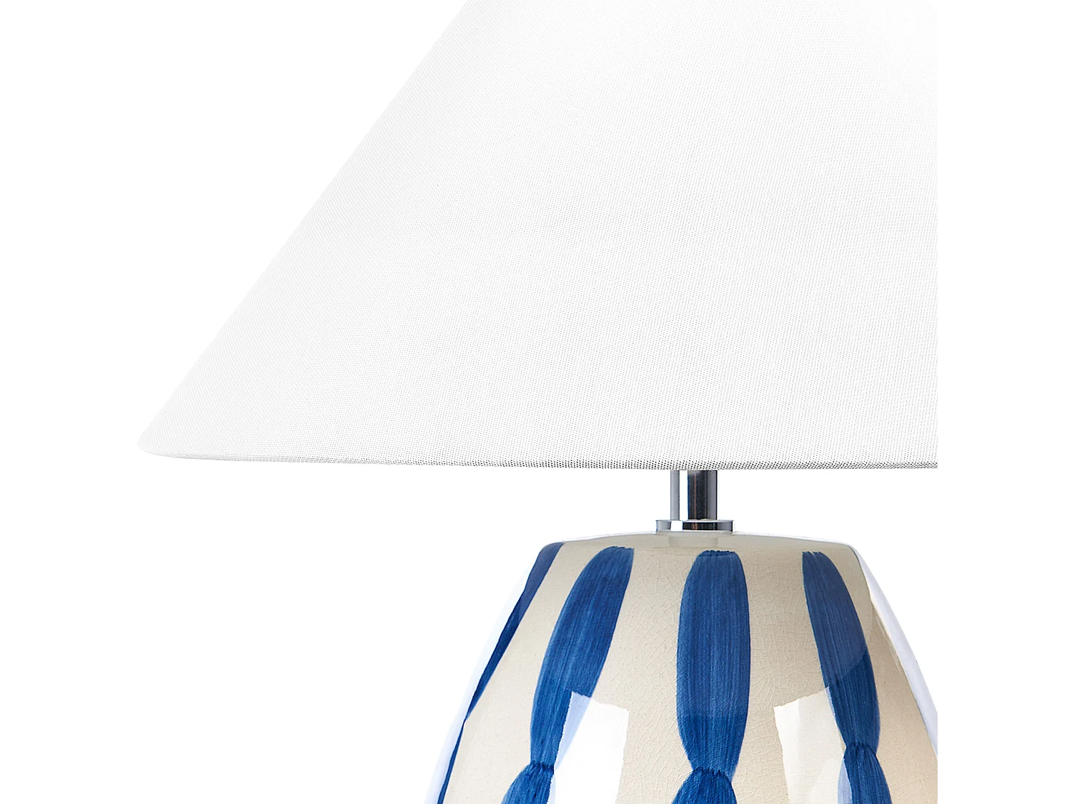 Nachttischlampe aus Keramik Weißer Schirm Handgefertigte Leuchte Beige und Blau Luchetti