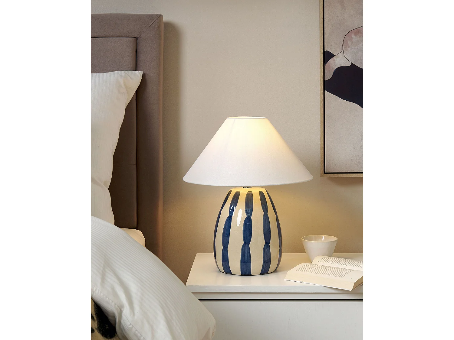 Lampe à poser LUCHETTI Céramique Blanc/bleu