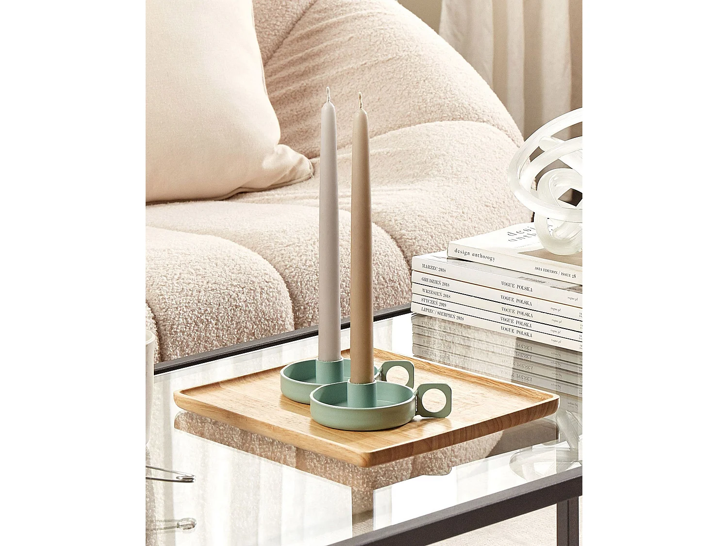 Set van 2 kaarshouders CHORIO Metaal 4 cm Mintgroen