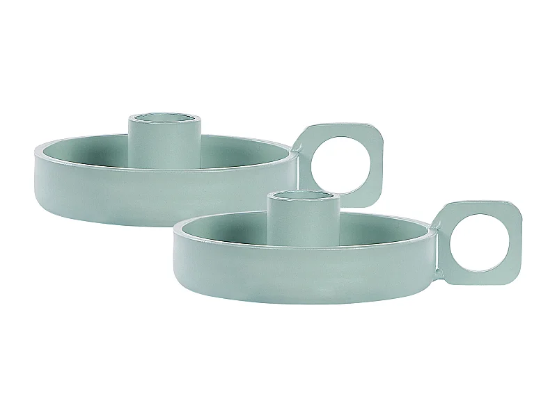 Conjunto de 2 castiçais CHORIO Metal 4 cm Verde menta
